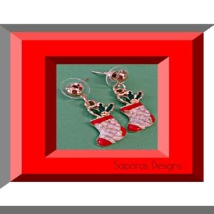 Christmas Stocking Design Dangle Earrings
